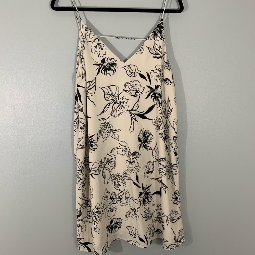 Free Press Black and White Floral Slip Dress M